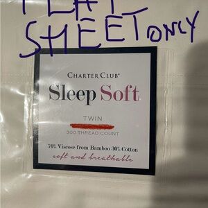 TWIN FLAT SHEET ONLY-Charter Club Cream 300 thread count soft & breathable